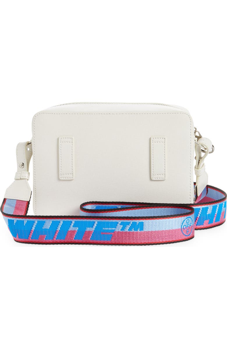 Off-White Diagonal Stripe Leather Convertible Camera Crossbody Bag, Alternate, color,