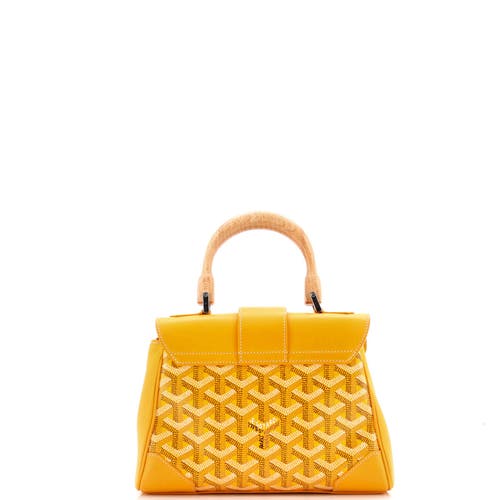 Pre-owned Goyard Goyard Saigon Top Handle Bag Coated Canvas With Leather Mini In Yellow