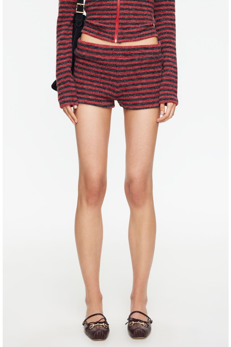 Housewife Knit Shorts, Main, color, CRIMSON STRIPE