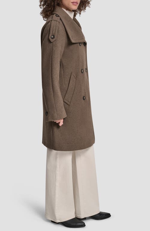 Dkny Double Breasted Wool Blend Military Coat In Animal Print