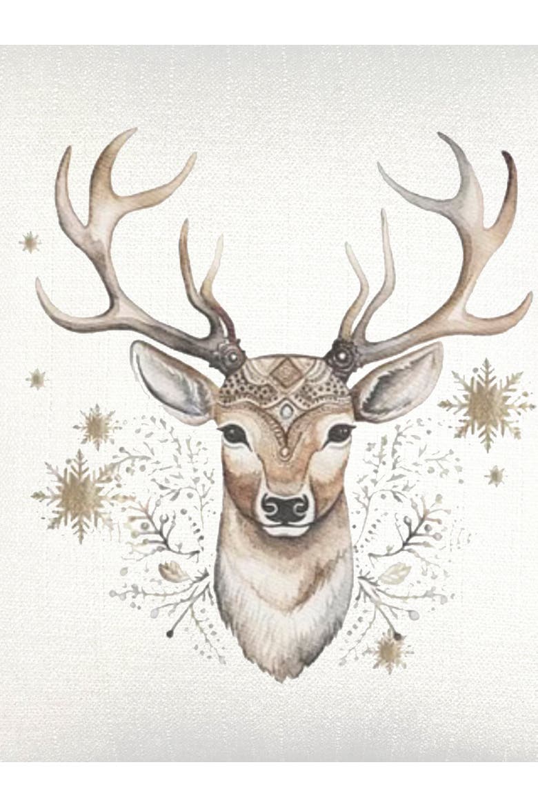 Festive Reindeer Velvet Pillow Cover Only, Alternate, color, White