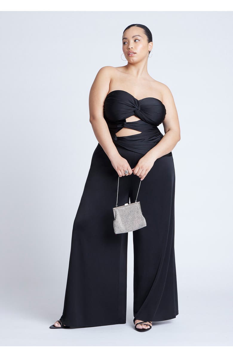 ELOQUII Twist Detail Jumpsuit With Cutout, Alternate, color, Black Onyx