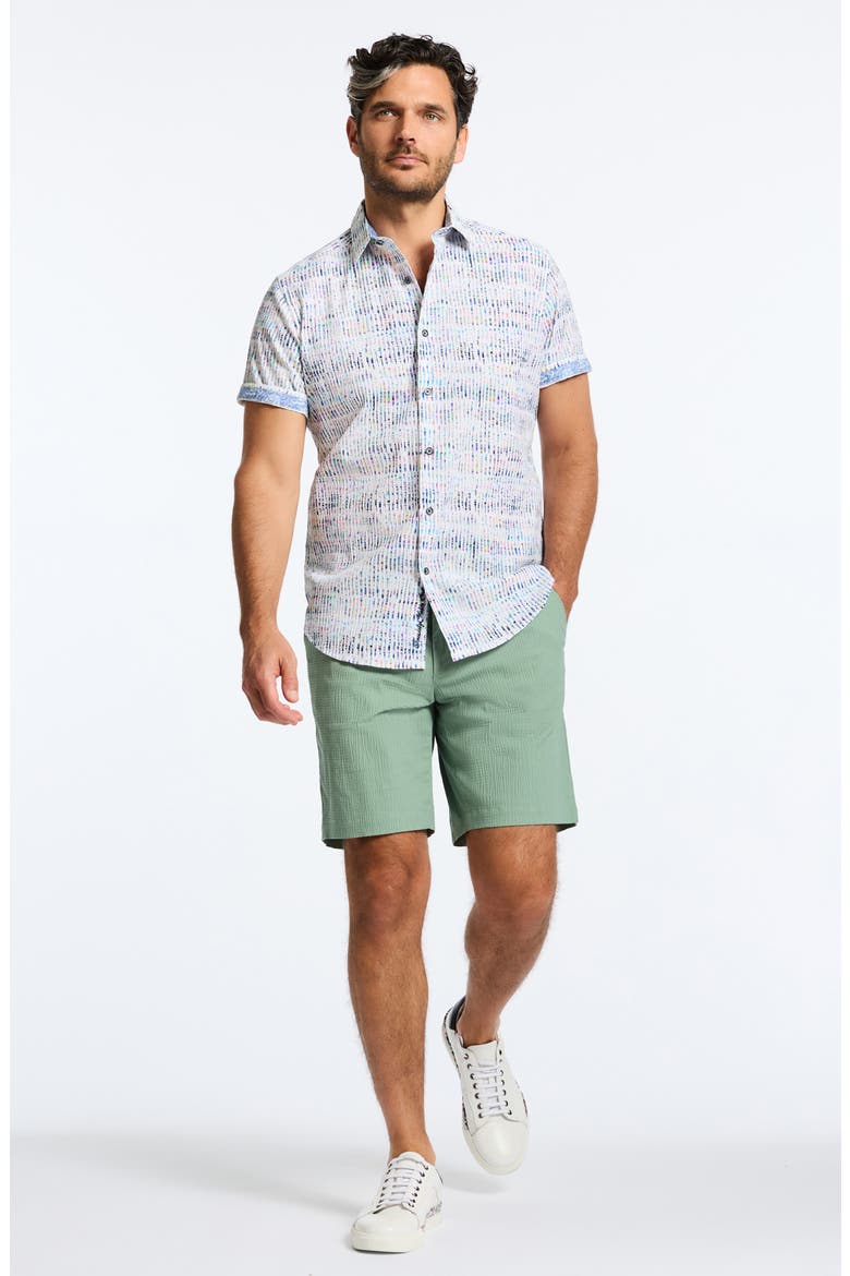 Ponza Stripe Short Sleeve Cotton Seersucker Button-Up Shirt, Alternate, color, BLUE/ WHITE MULTI