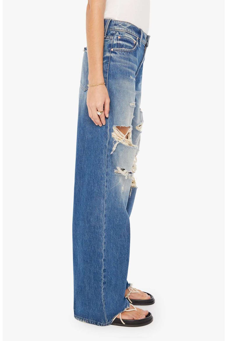 The Down Low Spinner Heel Ripped Low Rise Wide Leg Jeans, Alternate, color, BDE