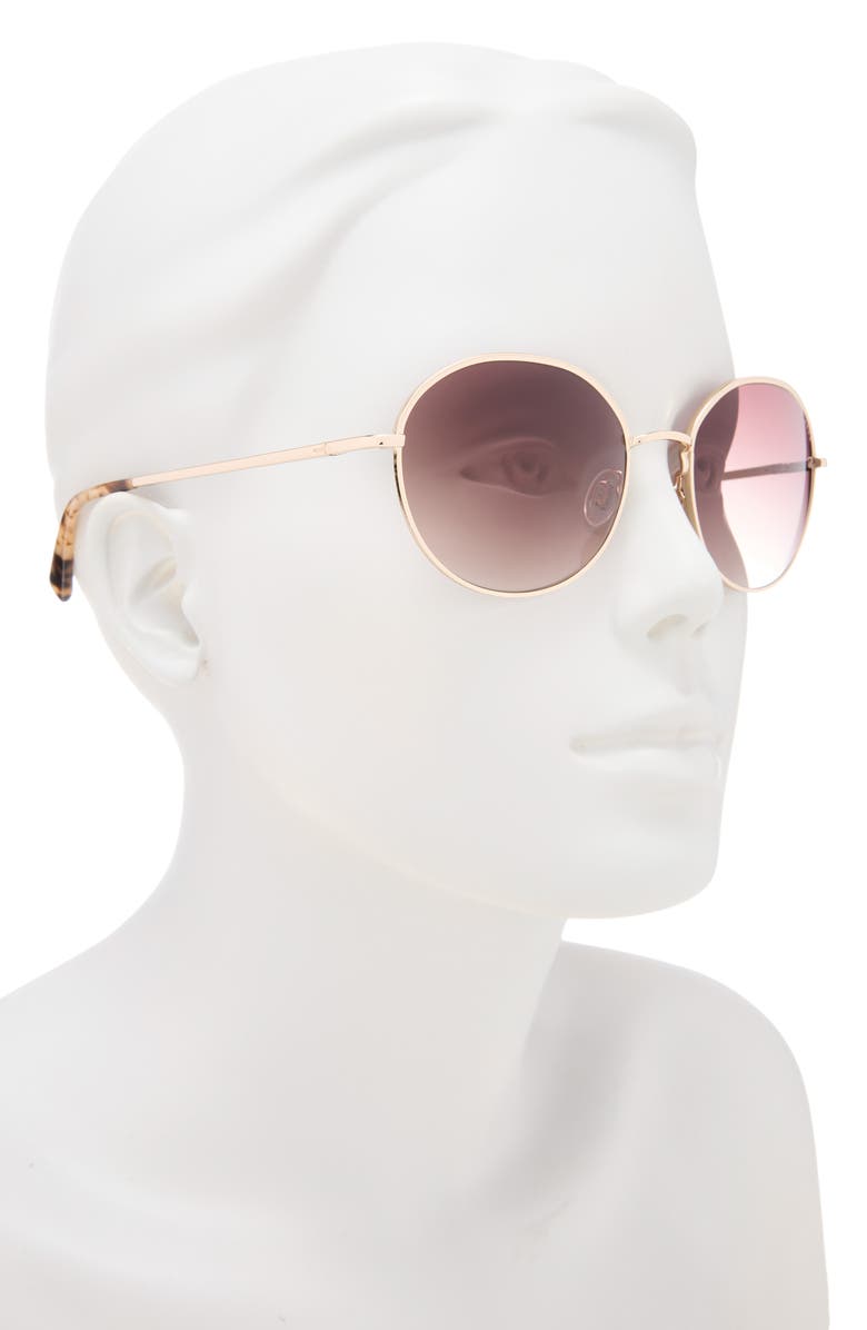 Ted Baker 56mm Gradient Round Sunglasses, Alternate, color, Gold