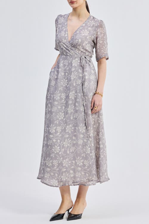 Reistor Maxi Wrap Floral Dress In Vintage Vines In Vintage Vines