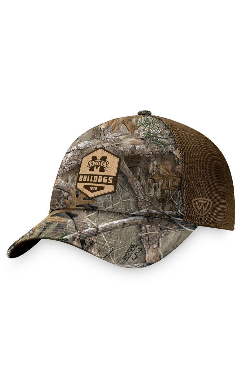 TOP OF THE WORLD Men's Top of the World Camo Mississippi State Bulldogs Emprise Adventure Trucker Snapback Hat, Main, color, 