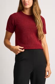 Halogen® Short Sleeve Crewneck Sweater