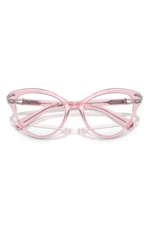 Swarovski 53mm Cat Eye Optical Glasses In Transparent Pink