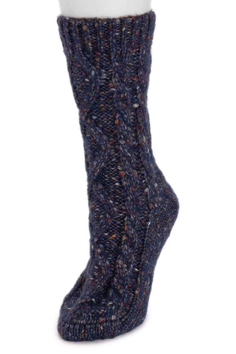 Cable Knit Sweater Crew Socks, Alternate, color, DARK BLUE