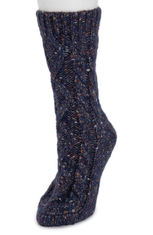 Muk Luks Cable Knit Sweater Crew Socks In Blue