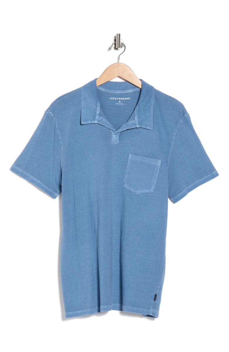 Lucky Brand Johnny Collar Cotton Polo, Alternate, color, Coronet Blue