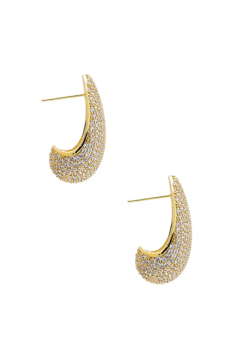 BY ADINA EDEN Pave Puffy Oval On The Ear Stud Earirng, Alternate, color, 