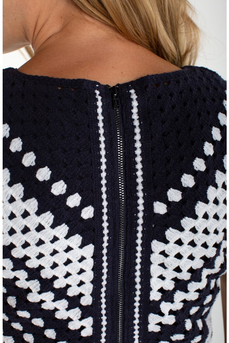 Crochet Bodice Sleeveless Maxi Dress, Alternate, color, NAVY W/ WHITE