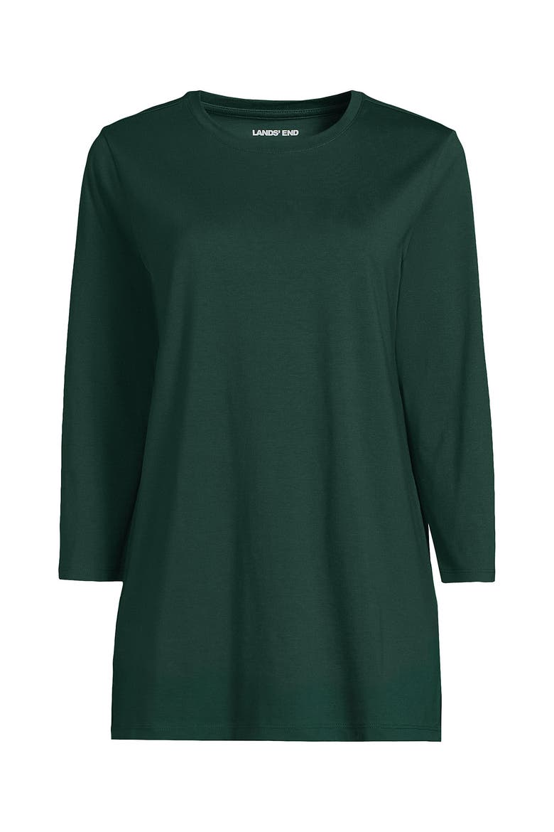 3/4 Sleeve Cotton Supima Tunic, Alternate, color, Pine