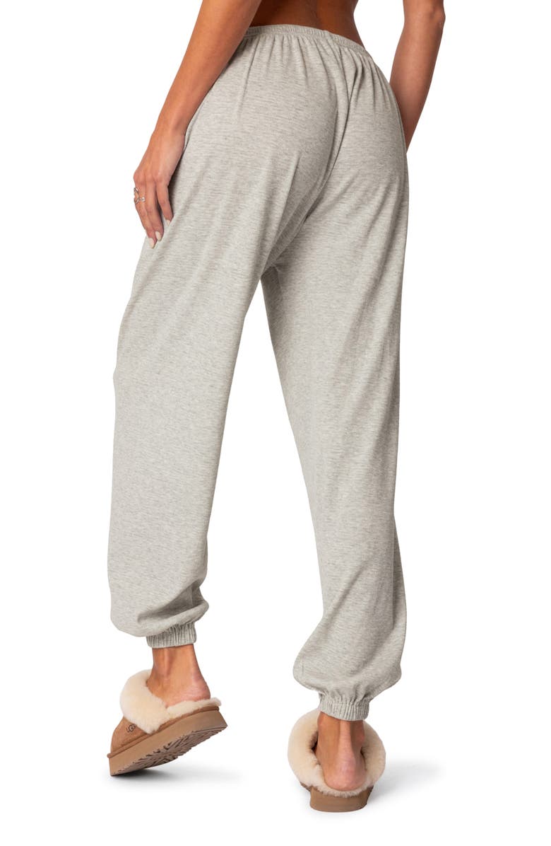 EDIKTED Rosanna Tie Waist Waffle Sweatpants, Alternate, color, Gray-Melange