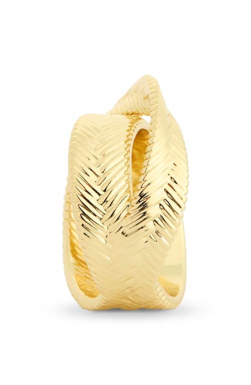 Covet Textured Faux Stack Ring In Gold