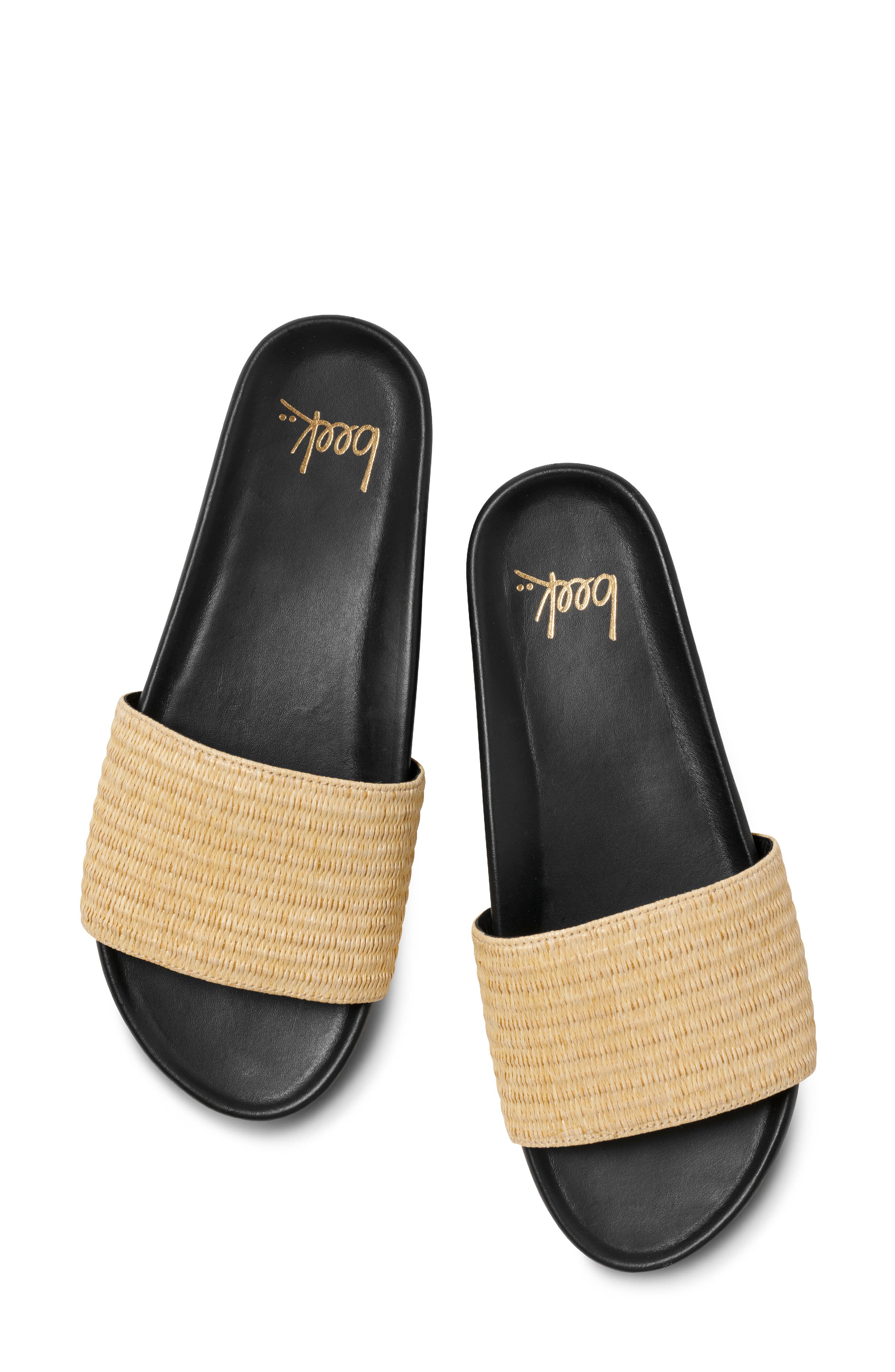 Beek Gallito Raffia Slide Sandal, Alternate, color, Black