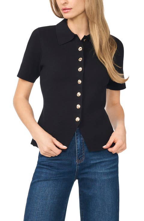 Eva Collar Peplum Short Sleeve Cardigan