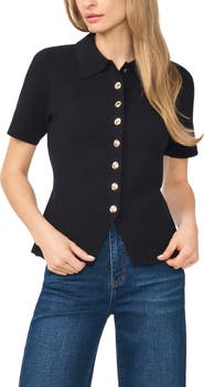Ted Baker Eva Collar Peplum Short Sleeve Cardigan