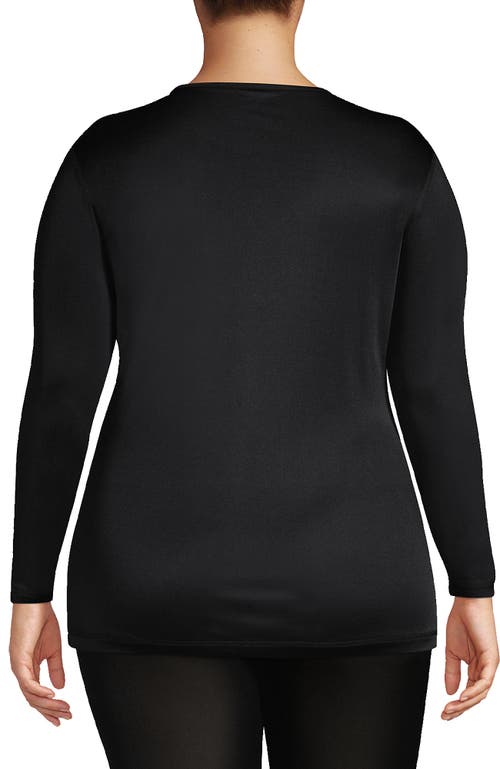 Lands' End Silk Interlock Long Sleeve Crewneck Long Underwear Top In Black