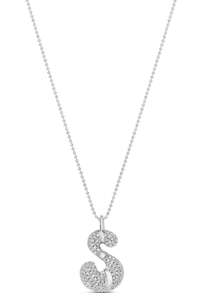 Initial Retro Pendant Necklace, Main, color, SILVER