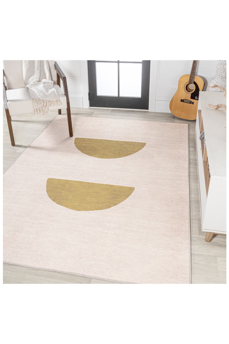 Luola Minimalist Geometric Machine-Washable Area Rug, Alternate, color, Cream/Moss