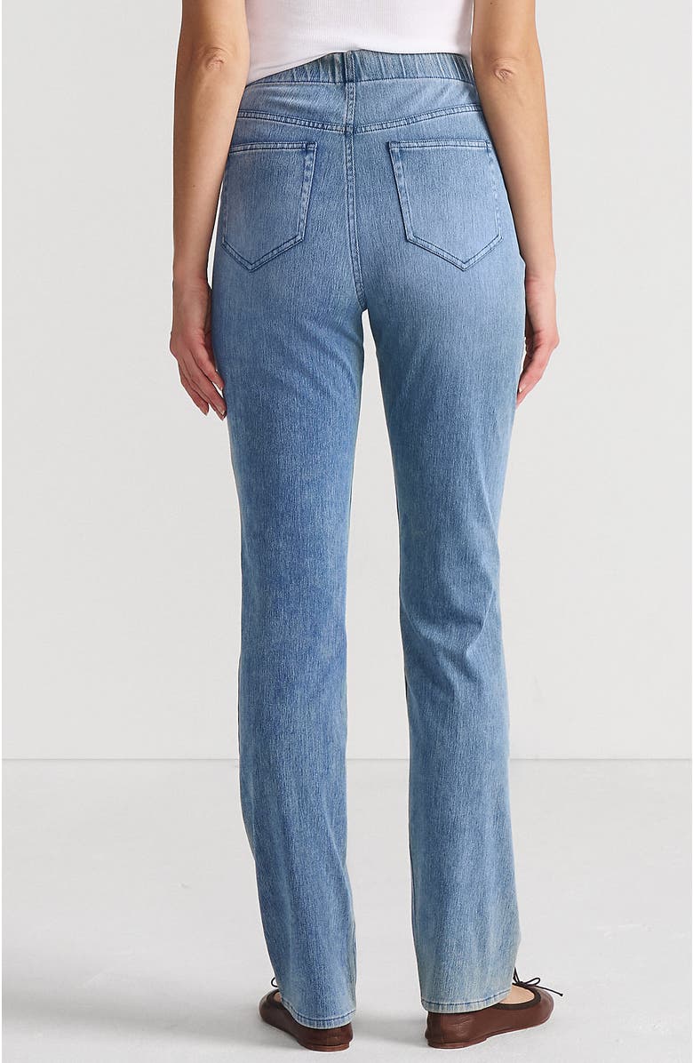 Lands' End Starfish High Rise Knit Denim Straight Jeans, Alternate, color, Light Brook