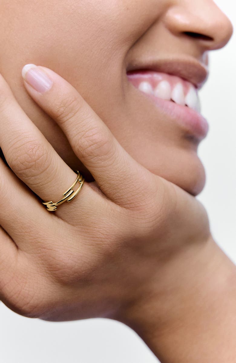 Monica Vinader Signature Link Stacking Ring, Alternate, color, 18Ct Gold Vermeil