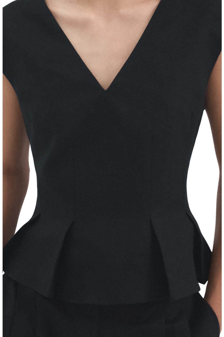 Pleated Peplum Linen Blend Top, Alternate, color, NAVY