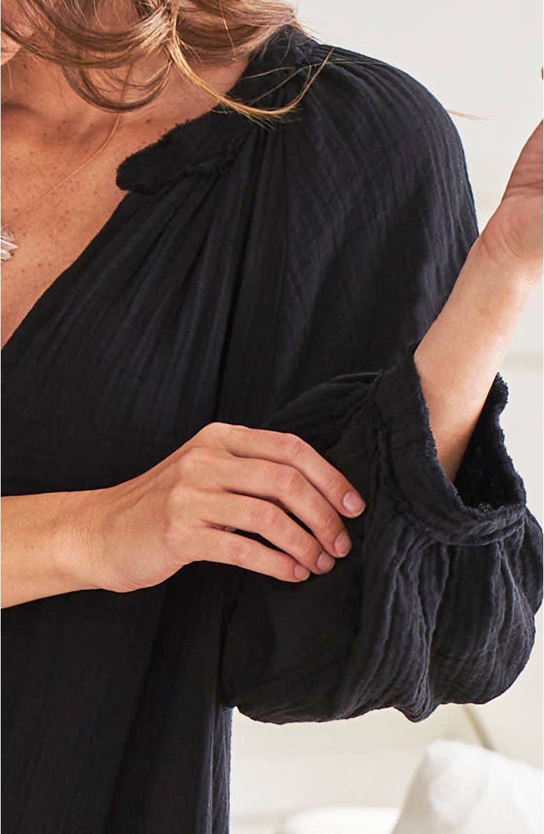 ocean+main Gauze Dress with Pockets, Alternate, color, Black