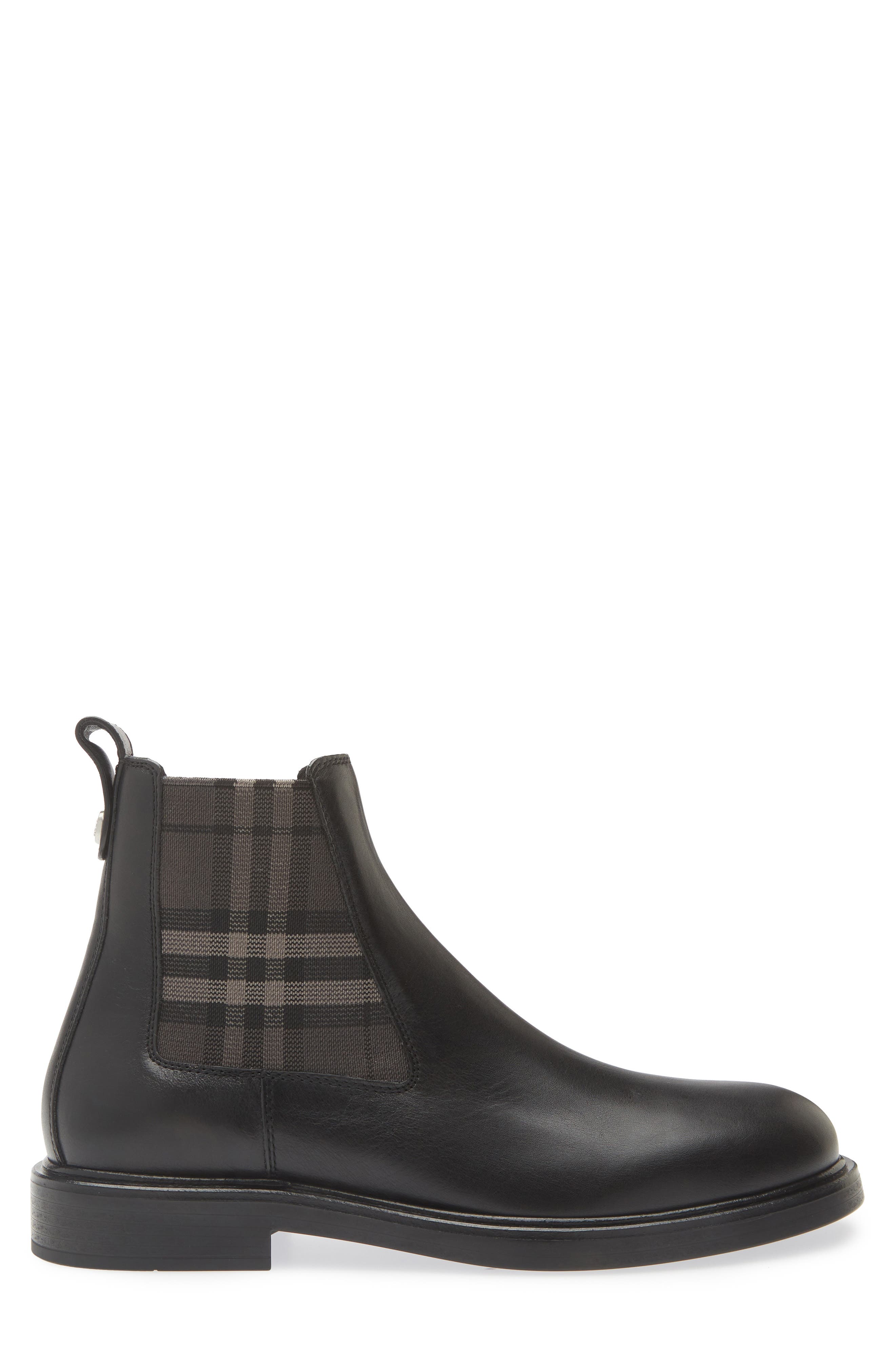 Burberry Pembroke Check Chelsea Boot, Alternate, color, Black