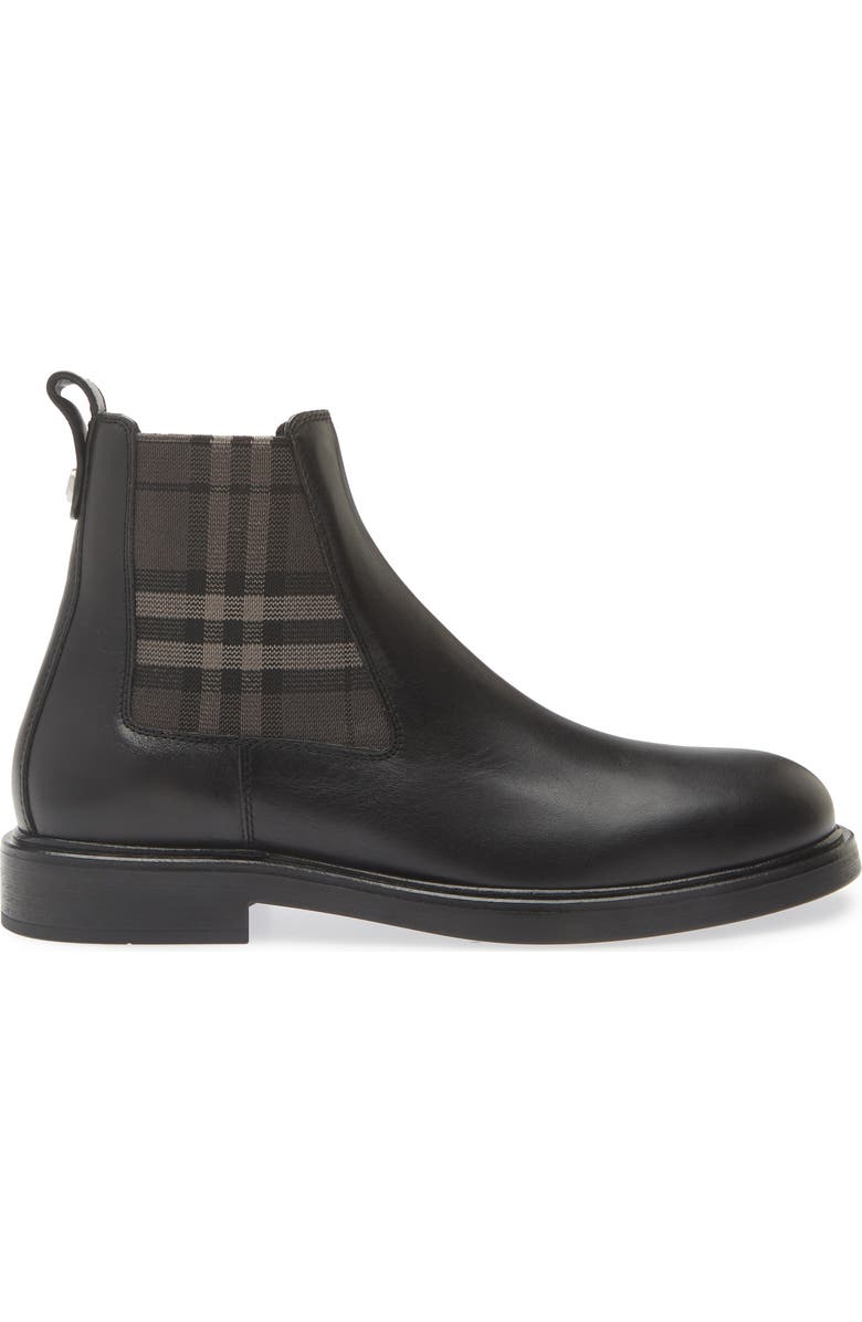 Burberry Pembroke Check Chelsea Boot, Alternate, color, Black