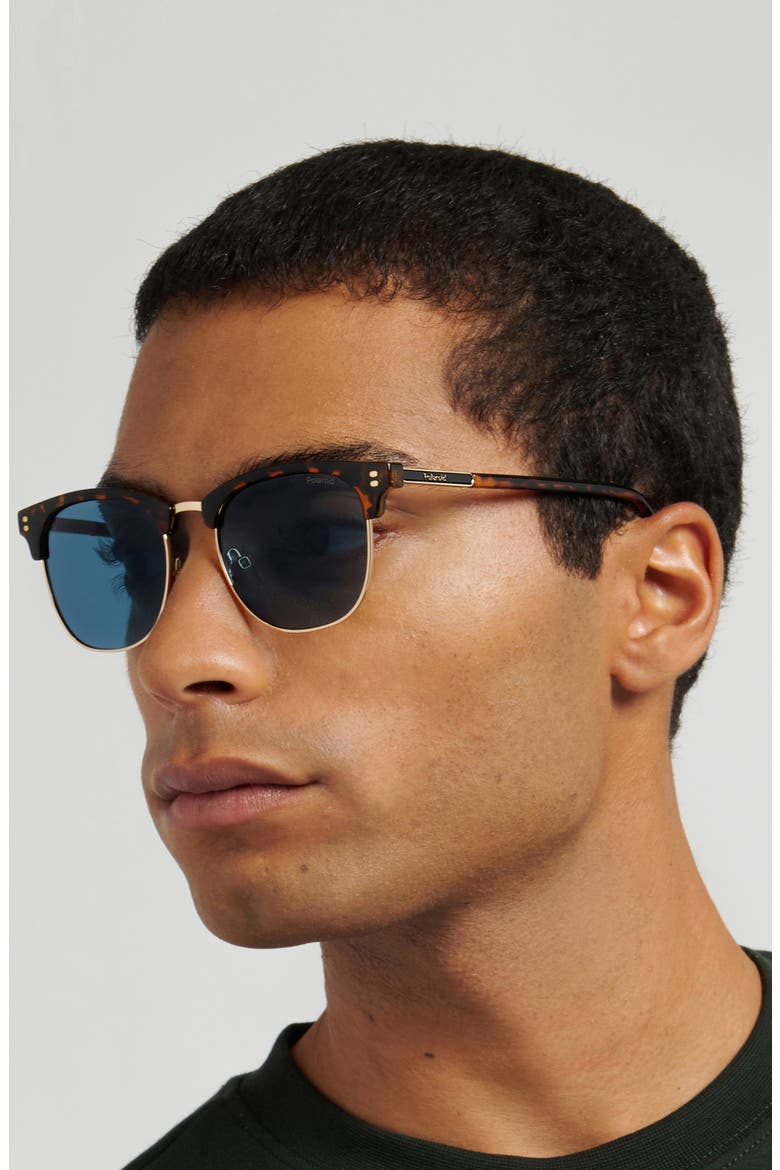 53mm Polarized Rectangular Sunglasses, Alternate, color, HAVANA/ BLUE