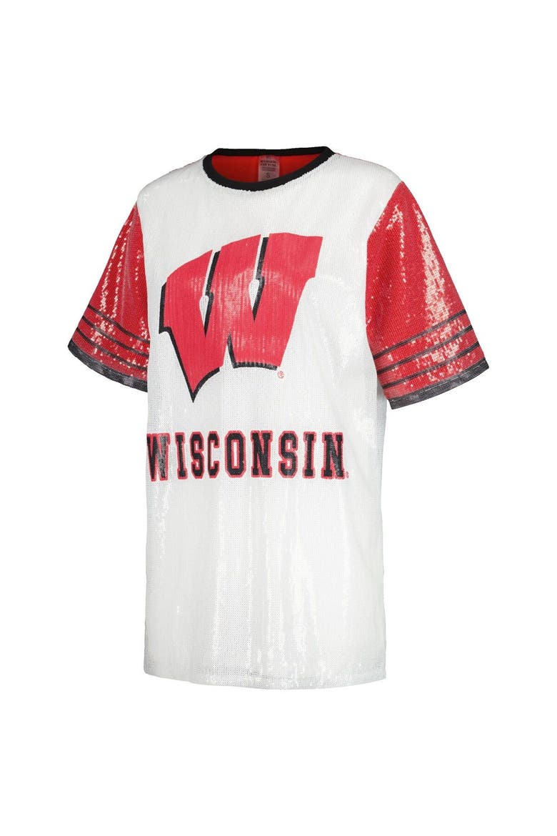 Women's Gameday Couture White Wisconsin Badgers Chic Full Sequin Jersey Dress, Alternate, color, White