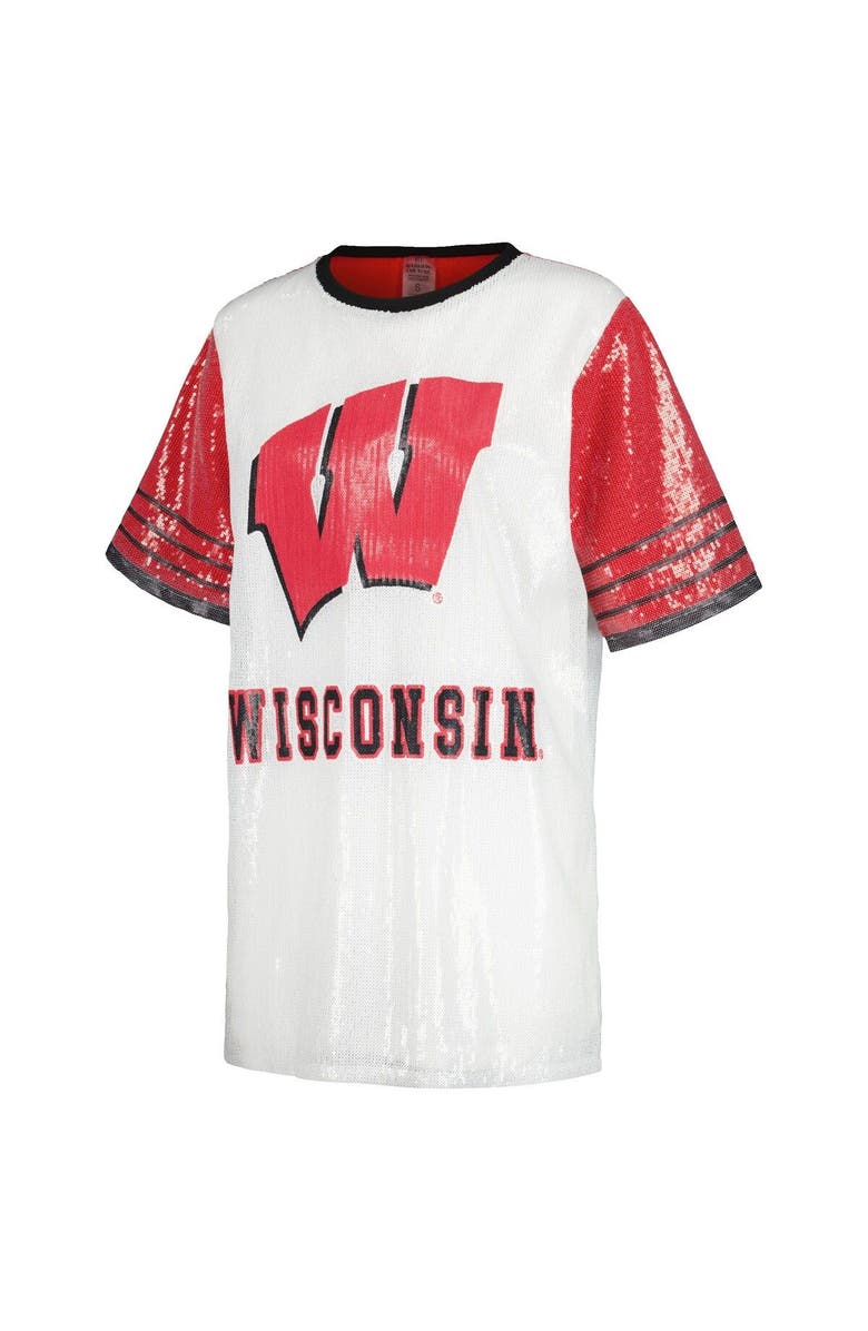 GAMEDAY COUTURE Women's Gameday Couture White Wisconsin Badgers Chic Full Sequin Jersey Dress, Alternate, color, White