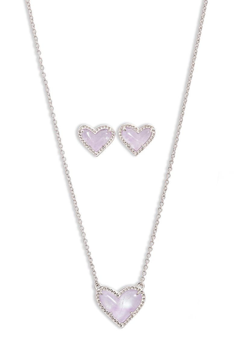 Kendra Scott Ari Heart Pendant Necklace & Stud Earrings Set, Alternate, color, 