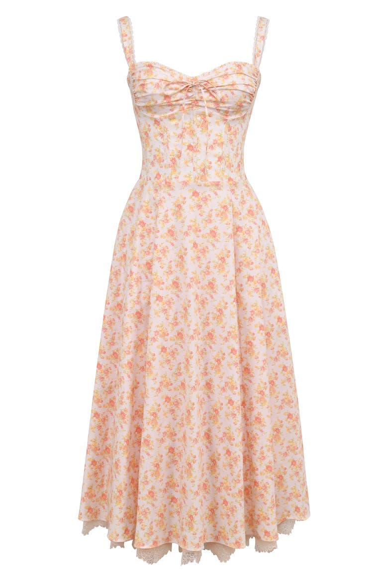 Rosalee Floral Stretch Cotton Petticoat Dress, Alternate, color, PEACHED POPPY PRINT