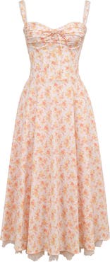HOUSE OF CB Rosalee Floral Stretch Cotton Petticoat Dress
