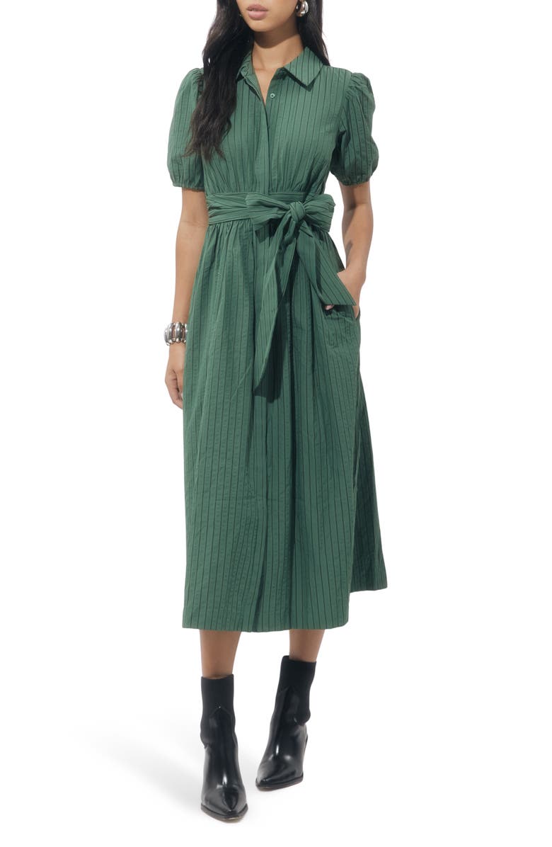 Adelyn Rae Traici Stripe Shirtdress, Main, color, Olive