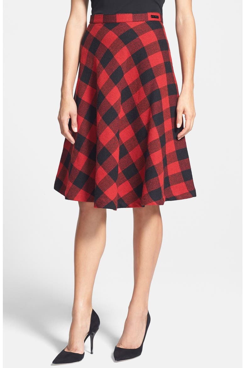 Buffalo Plaid Circle Skirt, Main, color, BLACK/ RED
