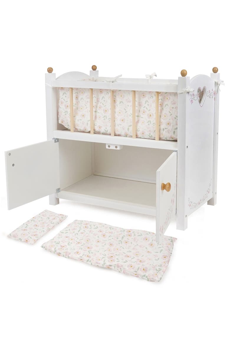 Little Flora 2 in 1 Wooden Doll Cabinet Bed, Alternate, color, White