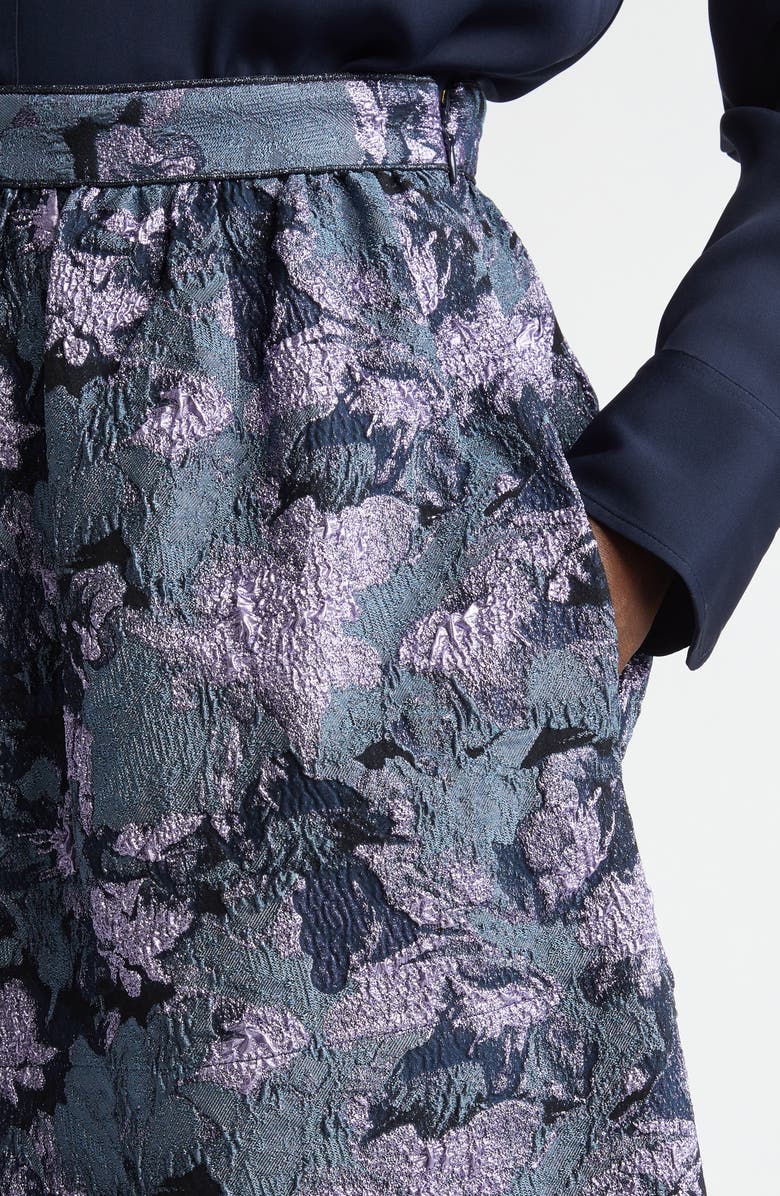 ST. JOHN Floral Metallic Gaufre Miniskirt, Alternate, color,