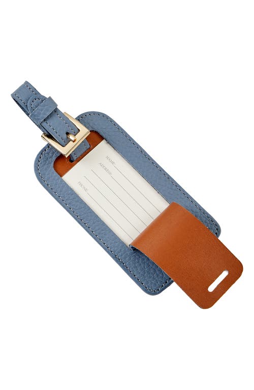 Graphic Image Leather Luggage Tag In Blue