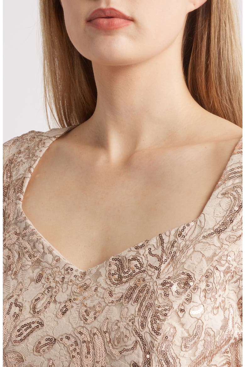 Bead & Sequin A-Line Dress, Alternate, color, CHAMPAGNE