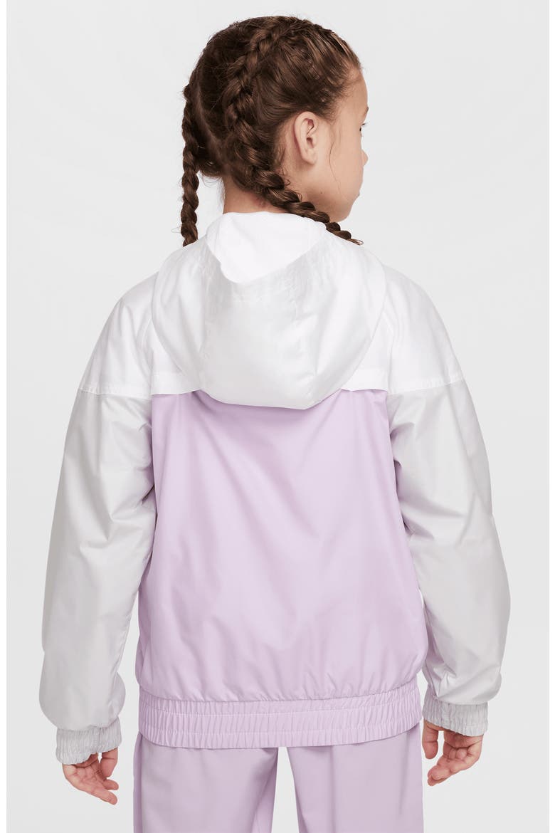 Kids' Windrunner Hooded Water Repellent Jacket, Alternate, color, WHITE/ DOLL/ PHOTON/ BLACK