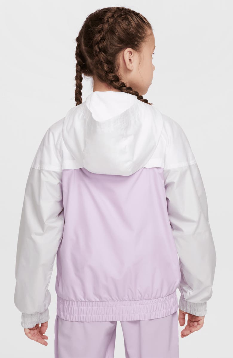 Nike Kids' Windrunner Hooded Water Repellent Jacket, Alternate, color, White/ Doll/ Photon/ Black