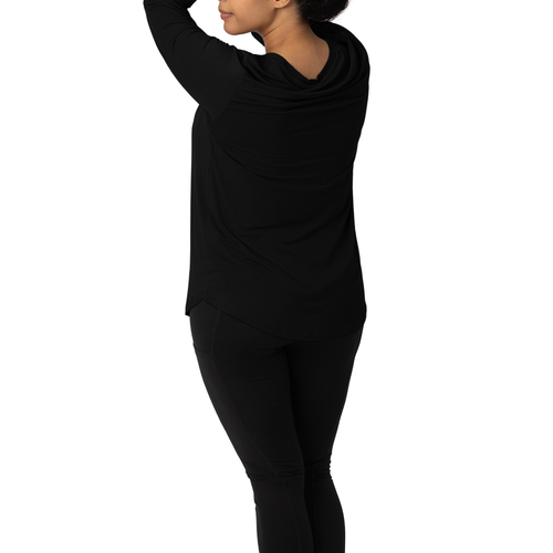 Kindred Bravely Bamboo Nursing & Maternity Long Sleeve T-shirt In Black In Black
