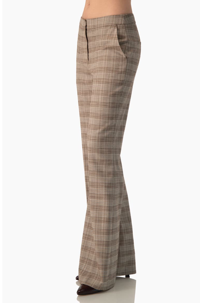 Houndstooth Check Mid-rise Bootcut Trousers, Alternate, color, Brown
