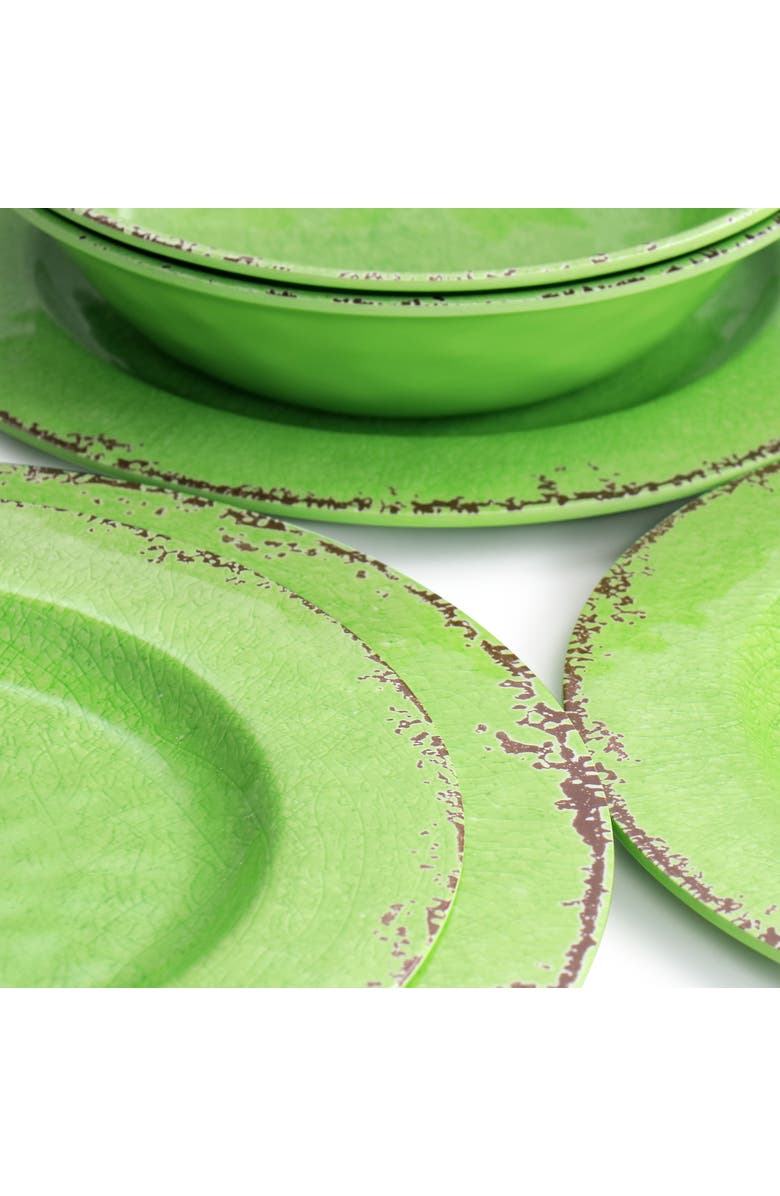 Laurie Gates California Designs Mauna 12 piece Melamine Dinnerware Set, Alternate, color, Crackle Green
